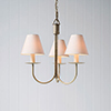 Three Arm Classic Pendant Light in Antiqued Brass