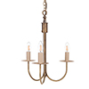 Three Arm Classic Pendant Light in Antiqued Brass