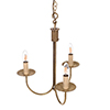 Three Arm Classic Pendant Light in Antiqued Brass