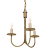 Three Arm Classic Pendant Light in Antiqued Brass