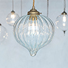 Ava Glass Pendant Light in Antiqued Brass