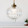 Ava Glass Pendant Light in Antiqued Brass