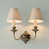 Double Brancaster Wall Light in Antiqued Brass