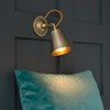 Single Curtis Spot Light in Antiqued Brass