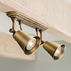 Double Curtis Spot Light in Antiqued Brass