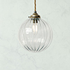 Fulbourn Glass Pendant Light in Antiqued Brass