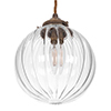 Fulbourn Glass Pendant Light in Antiqued Brass