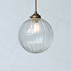 Fulbourn Glass Pendant Light in Antiqued Brass