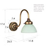 Allegra Jade Green Wall Light In Antiqued Brass