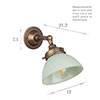 Allegra Jade Green Adjustable Wall Light In Antiqued Brass