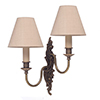 Right Handed Double Rococo Wall Light in Antiqued Brass