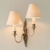 Right Handed Double Rococo Wall Light in Antiqued Brass