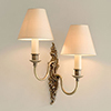Left Handed Double Rococo Wall Light in Antiqued Brass