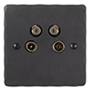 4 Way Satellite Socket Beeswax Hammered Plate (Sat/TV/Return/Radio)