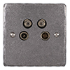 4 Way Satellite Socket Polished Hammered Plate (Sat/TV/Return/Radio)