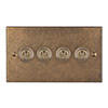 4 Gang Brass Dolly Switch Antiqued Brass Bevelled Plate