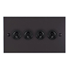 4 Gang Black Dolly Switch Beeswax Bevelled Plate