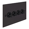 4 Gang Black Dolly Switch Beeswax Bevelled Plate