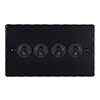 4 Gang Black Dolly Switch Matt Black Hammered Plate