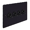 4 Gang Black Dolly Switch Matt Black Hammered Plate