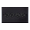 4 Gang Black Dolly Switch Matt Black Bevelled Plate