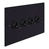 4 Gang Black Dolly Switch Matt Black Bevelled Plate