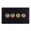 4 Gang Brass Dolly Switch Matt Black Hammered Plate