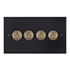 4 Gang Brass Dolly Switch Matt Black Bevelled Plate