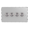 4 Gang Chrome Dolly Switch Nickel Hammered Plate