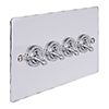 4 Gang Chrome Dolly Switch Nickel Hammered Plate