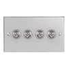 4 Gang Chrome Dolly Switch Nickel Bevelled Plate