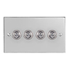 4 Gang Chrome Dolly Switch Nickel Bevelled Plate
