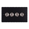 4 Gang Steel Dolly Switch Matt Black Hammered Plate