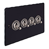 4 Gang Steel Dolly Switch Matt Black Hammered Plate