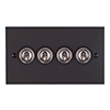 4 Gang Steel Dolly Switch Matt Black Bevelled Plate