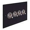 4 Gang Steel Dolly Switch Matt Black Bevelled Plate