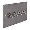 4 Gang Steel Dolly Switch Polished Hammered Plate