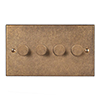 4 Gang Rotary Dimmer Antiqued Brass Bevelled Plate