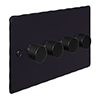 4 Gang Rotary Dimmer Matt Black Hammered Plate