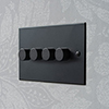 4 Gang Rotary Dimmer Matt Black Bevelled Plate