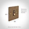 Double Pole Isolator (No Neon) Antiqued Brass Hammered Plate, Brass Switch