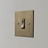 Double Pole Isolator, No Neon, Antiqued Brass Bevelled Plate, Brass Switch