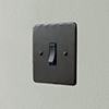 Double Pole Isolator (No Neon) Beeswax Hammered Plate, Black Switch