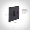 Double Pole Isolator (No Neon) Beeswax Hammered Plate, Black Switch