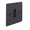 Double Pole Isolator (No Neon) Beeswax Hammered Plate, Black Switch