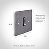 Double Pole Isolator (No Neon) Polished Hammered Plate, Steel Switch