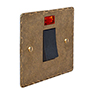 45amp Cooker Switch Antiqued Brass Hammered Plate, Black Insert