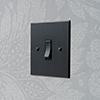 1 Gang Black Grid Switch Matt Black Bevelled Plate