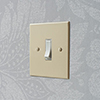 1 Gang White Grid Switch Plain Ivory Bevelled Plate