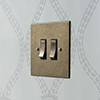 2 Gang Brass Grid Switch Antiqued Brass Bevelled Plate